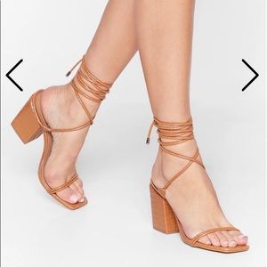 Pu Croc Square Toe Ankle Tie NEVER WORN